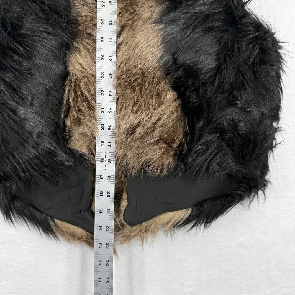 Free People Faux Fur Vest Black‎ Brown Multi Color Size 6 NWOT - Picture 5 of 10
